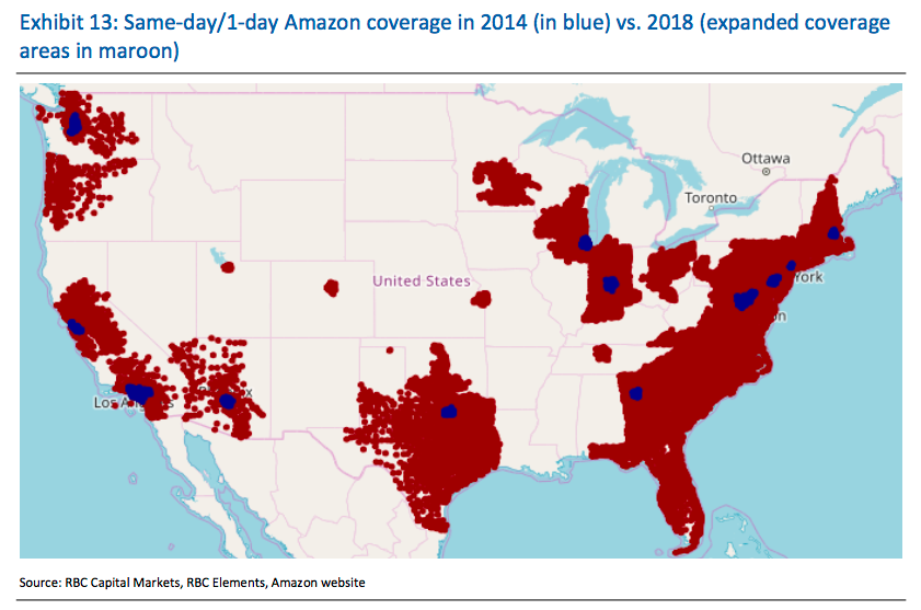 Mapa distribuição Amazon